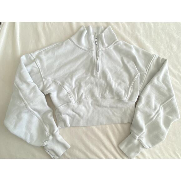 Offline by Aerie Throw-Back Corset Cropped 1/4 Zip White Size Medium - Picture 2 of 7